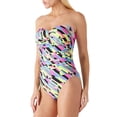 thumbnail image 5 of RELLECIGA Women's Tummy Control Swimwear Strapless One Piece Swimsuit Ruched Padded Bathing Suits, 5 of 5