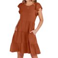 thumbnail image 2 of Robes d'Été Grande Taille pour Femmes 2024 Couleur Unie Robe à Manches Courtes Économisez jusqu'à 65 % de Rabais!, 2 of 9