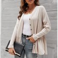 thumbnail image 1 of U.Vomade Women's Long Sleeved Buttoned Classic Hem Pleated Slit Cardigan, 1 of 8