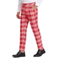 thumbnail image 4 of INSPIRE CHIC Men's Business Plaid Lightweight Regular Fit Flat Front Checked Pants 38 Red, 4 of 7