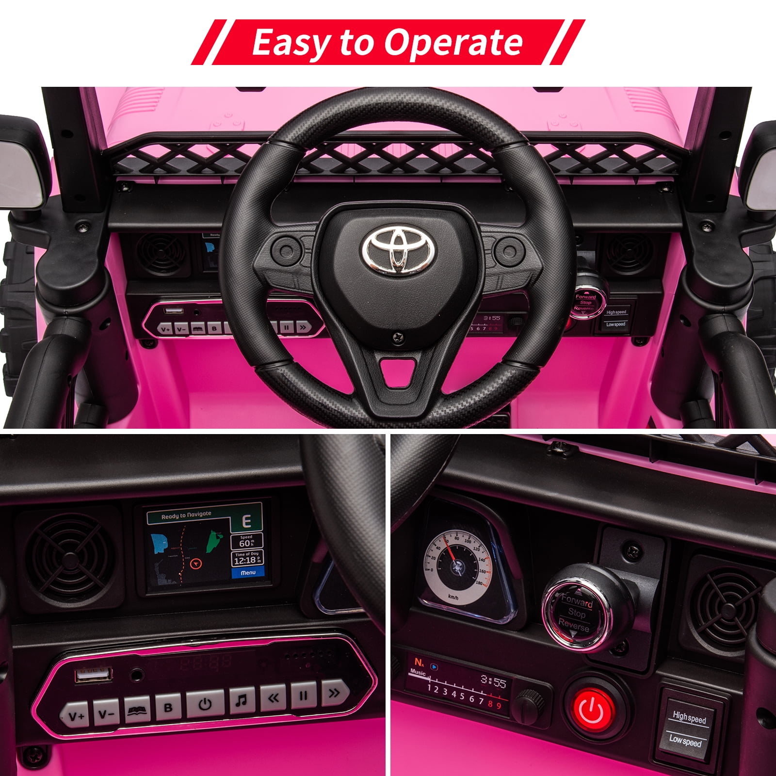 12V Licensed Toyota Electric Ride-On Truck for Kids – Remote Control, LED Lights, Music, Double Doors, Safety Belt, Seasonal Suspension, EVA Tires – High-quality Battery Car Toy for Toddlers
