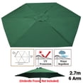 thumbnail image 2 of 9ft 6 Ribs Umbrella Replacement Canopy Garden Patio Market Table Outdoor Deck Umbrella Replacement Canopy Cover 6 Colors (Canopy Only), 2 of 11
