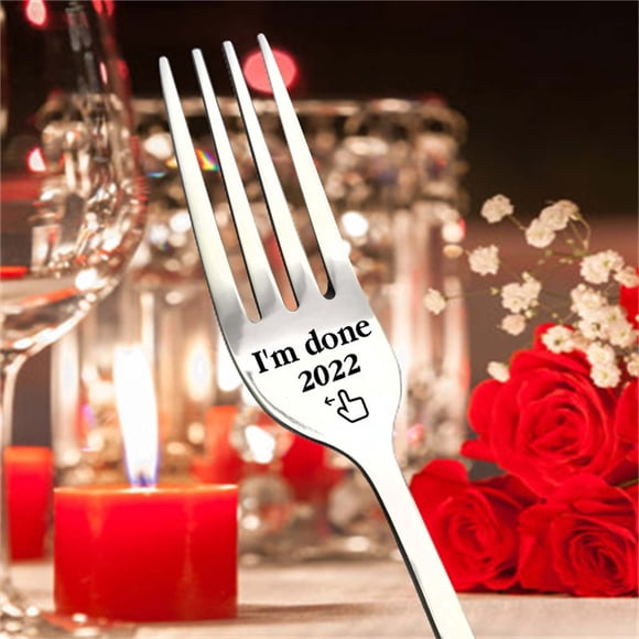 Meitianfacai Eating Fork Dining Fork, Engraved Fork- Gift For Husband Wife And Family