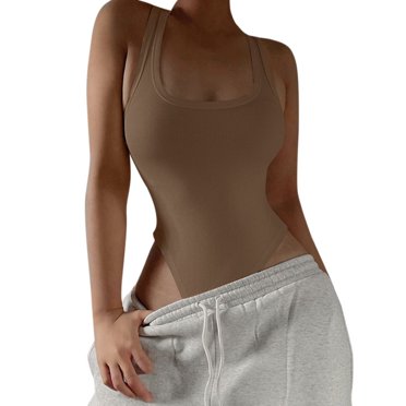 EGNMCR Womens Unitard Bodysuit Workout Rompers Solid Color One Piece Summer Halter Outfits Shorts Jumpsuits Gym Yoga Fashion Clothes