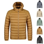 AnuYalue Big and Tall Down Jacket for Men Winter Warm Hooded Coats Casual Insulated Quilted Winter Coat Full Zip Quilted Jackets with Pockets