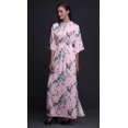 thumbnail image 2 of Bimba Robe Longue Maxi en Rayonne à Imprimé Pêche Floral et Merle d'Amérique pour Femmes avec Fente Latérale - Moyen, 2 of 6