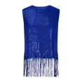 thumbnail image 4 of Weiqiqre Vêtements pour Femmes Débardeur Sans Manches à Col Ras du Cou à Franges à Paillettes Haut Court Scintillant Chemise de Fête Camisole Tenue, 4 of 9