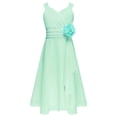thumbnail image 1 of MSemis Kids Girls Elegant Flower Girl Dress Sleeveless Ruched Bodice Cascading Ruffle Wedding Party Dress Mint Green 16, 1 of 5
