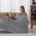 thumbnail image 2 of XINQIHANG Decorative Extra Soft Faux Fur Throw Blanket 50"x60" Solid Lightweight Fuzzy Reversible Long Hair Shaggy Blanket Fluffy Cozy Plush Mink Fleece Comfy Microfiber Blanket Couch Sofa Bed Grey, 2 of 6
