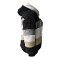 thumbnail image 4 of Women Fuzzy Fleece Hooded Coat Open Front Color Block Fluffy Hoodies Jacket Outwear with Pockets, 4 of 6