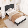 thumbnail image 1 of Costway Twin Size Bed Frame with High Headboard & Wooden Slats No Box Spring Needed, 1 of 10