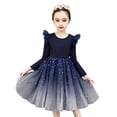 thumbnail image 3 of XDZJLR Girl Dresses Spring Long Sleeved Mesh Princess Tutu Pleated Solid Color Casual Dress, 3 of 5