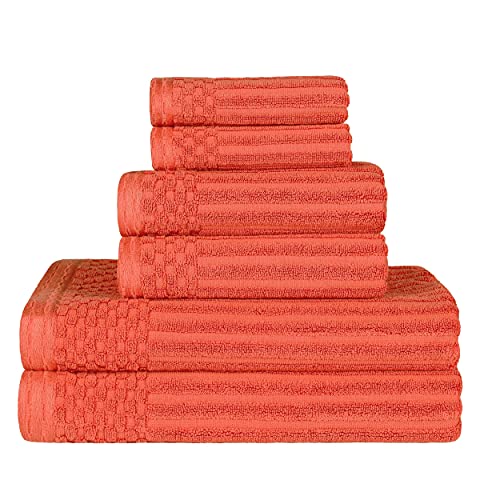 Superior Soho 100% Cotton Towel Set, 6-Piece, Coral