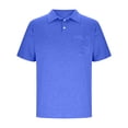 thumbnail image 4 of T-shirt à Manches Courtes pour Hommes avec Poche et Col Rabattu, Mélange Uni Coton-Polyester, Coupe Décontractée, Vert Militaire, Taille TTTG, 4 of 6