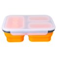 thumbnail image 1 of CNKOO Silicone Lunch Box 3 Compartments Foldable Home Work School Food Breakfast Container Washable Lunchbox with Spoon for Adults Pink, 1 of 8