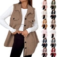 thumbnail image 1 of Tranfacy Gilet en Molleton pour Femmes, Manteaux d'Hiver pour Femmes, Veste Décontractée à Col Rabattu et Boutons, Couleur Unie, 1 of 7