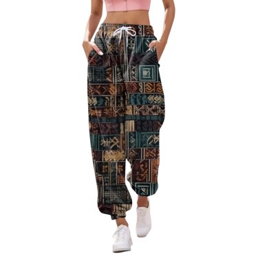 LUOGENLI Female Casual Pants Trousers for Women Comfortable Print Bottom Sweatpants Pockets High Waist Sporty Gym Athletic Fit Jogger Pants Womens Casual Pants Dark Blue M