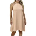 thumbnail image 2 of Dresses for Women, Womens Summer Loose Solid Color Striped Backless Dress, 2 of 5