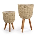 thumbnail image 4 of Truu Design Decorative Woven Paper Planter Set with Wooden Legs, 4 of 6