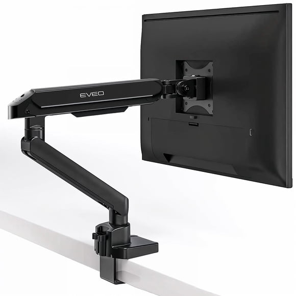 EVEO Premium Single Monitor Arm 14"–34", Adjustable Gas Spring Monitor Mount, Single Arm Desk Mount for 34 Inch Computer Screens, VESA Compatib