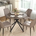 thumbnail image 2 of 40" Round Dining Table for 4 Kitchen Table with Steel Legs Distressed Brown, 2 of 10