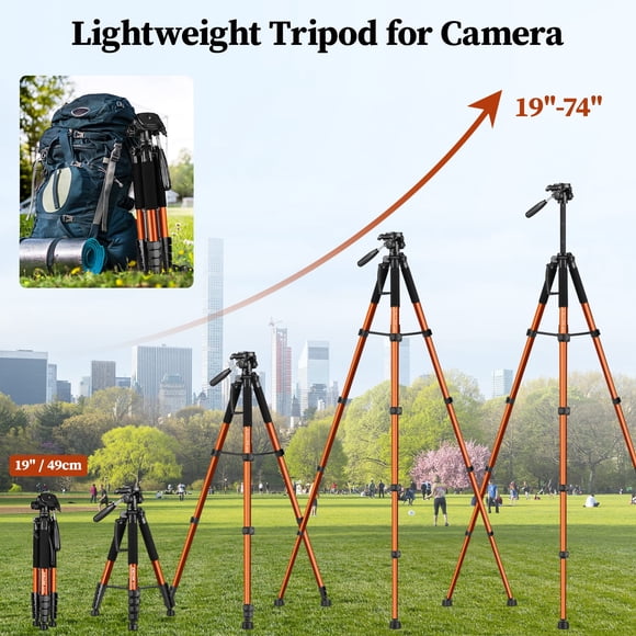 JOILCAN Tripod Camera Tripods 74"" Tripod for Camera Cell Phone Video Photography Heavy Duty Tall Camera Tripod Stand Professional Travel DSLR Tripods Compatible with Canon iPhone Max Load 15 LB