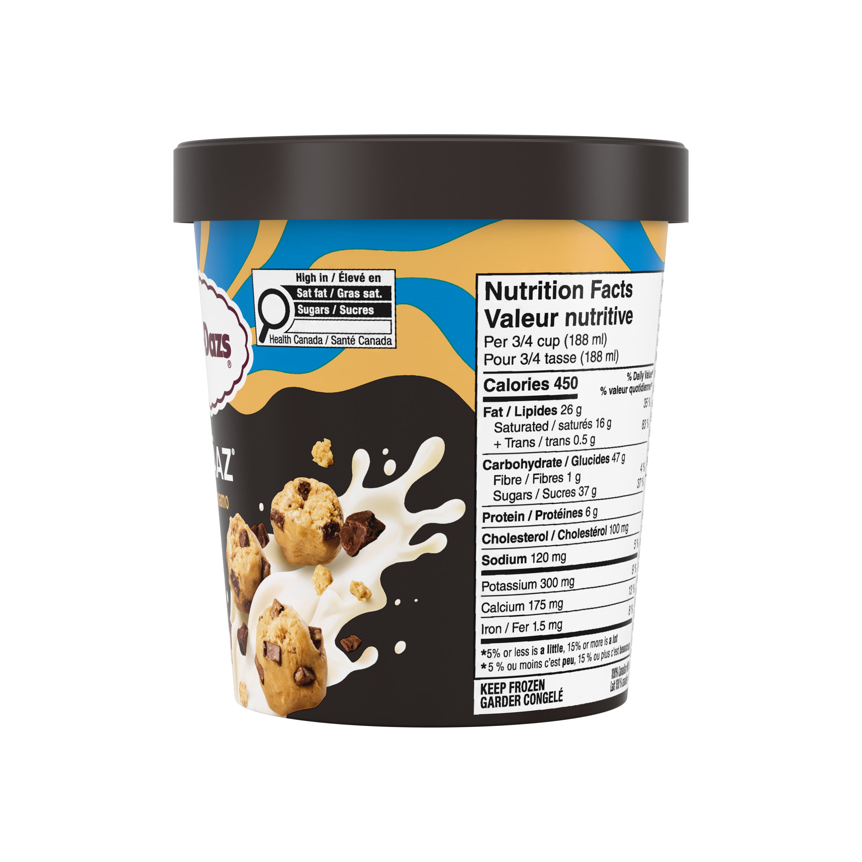 HAAGEN-DAZS EXTRÄAZ rafale pâte à bisc., crème glacée van., pâte biscuits, bris. fondant 450 ml