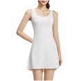 thumbnail image 3 of QATAINLAV Robe de Tennis pour Femme avec Soutien-Gorge Intégré Sans Manches à Col Rond Débardeur Mini Robes Été Yoga Athlétique Entraînement Robe Courte Blanc m Soldes de la Rentrée, 3 of 6
