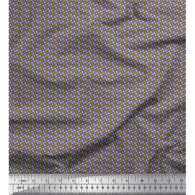 Soimoi Modal Satin Fabric Diamond & Cross Sign Shirting Print Fabric by The Yard 42 Inch Wide