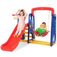 thumbnail image 1 of Goplus 3 in 1 Junior Children Climber Slide Swing Seat Basketball Hoop Playset Backyard, 1 of 10