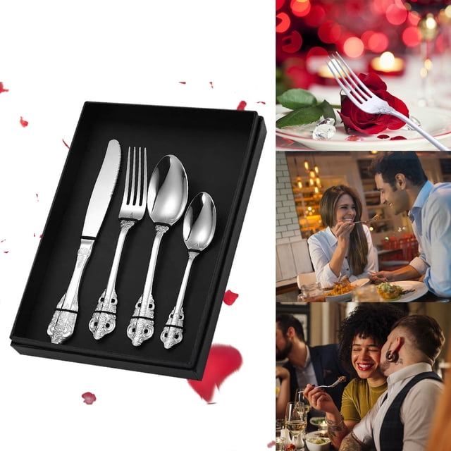 Vaidha Cutlery Set 4-piece Stainless Steel Cutlery Set Knife Spoon And Fork Set Cutlery Set Mirror Polished Edges