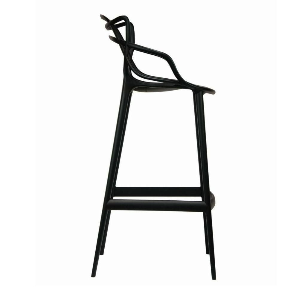 Tabouret moderne du milieu du siècle en polypropylène emmêlé Kooper en Noir, Intérieur - Extérieur Tabouret, Tabouret de cuisine, Tabouret de restaurant Ensemble 2