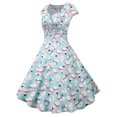 thumbnail image 3 of Jsaierl Robes de Noël pour Femmes Robe Swing Vintage des Années 50 Robe Midi à Manches Courtes avec Bonhomme de Neige Robe de Fête des Fêtes, 3 of 9