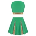 thumbnail image 2 of iiniim Kids Girls Cheerleading Uniform Dress Cheer Leader Tops with Mini Skirt Set Carnival Cosplay Costume Green 12, 2 of 7