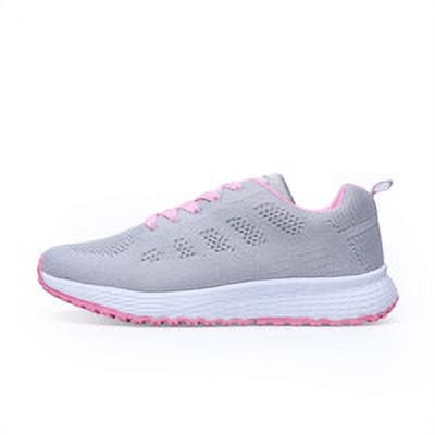 Casual Shoes Walking Mesh Flat Shoe Comfortable Walking Mesh Flat Lightweight Women Men Lace Up Athletic Sneakers Running Fitness Grey Size 43