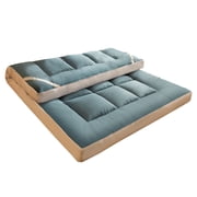 Blue Soy Fiber Mattress Pad Topper Foldable Soft Comfortable Machine Washable Breathable For Student Bed Guest Bed 71X79 Inches Polyester Filled Mattress Cover 4.41Lb Lightweight