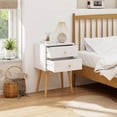 thumbnail image 4 of Costway 2PCS Mid Century Modern 2 Drawers Nightstand Sofa Side End Table White, 4 of 9