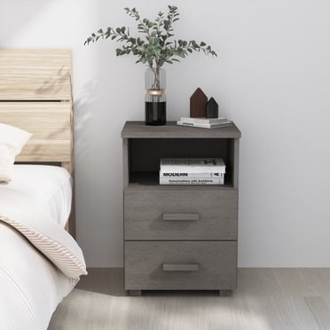 vidaXL Table de Chevet HAMAR Gris Clair 40x35x62 cm Bois Massif Pin