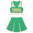 thumbnail image 3 of iiniim Kids Girls Cheerleading Uniform Dress Cheer Leader Tops with Mini Skirt Set Carnival Cosplay Costume Green 12, 3 of 7
