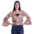thumbnail image 4 of Moomaya Haut Court Imprimé pour Femmes Style Enveloppant Manches Longues à Volants Blouse d'Été Décontractée, 4 of 5