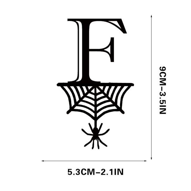Spider Halloween Decoration Hang Tag Set with 26 Iron Letters 5.3 cm x 9 cm, Black Rope Included