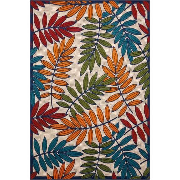 Home Roots Outdoor Multicolored Leaves Area Rug, 6' x 9', 100% Polypropylene, 1 Count