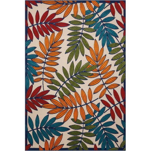 Home Roots Outdoor Tapis à Feuilles Multicolores, 6 Pieds x 9 Pieds, 100 % Polypropylène, 1 Unité