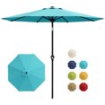 thumbnail image 1 of Garvee Parasol de Patio Extérieur de 9 Pieds, avec Inclinaison à Bouton-Poussoir et 8 Nervures Robustes, Vert Émeraude, 1 of 7