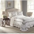 thumbnail image 1 of Modern Heirloom Heather Bedspread Queen White Green Quilted Embroidered Cotton, 1 of 3