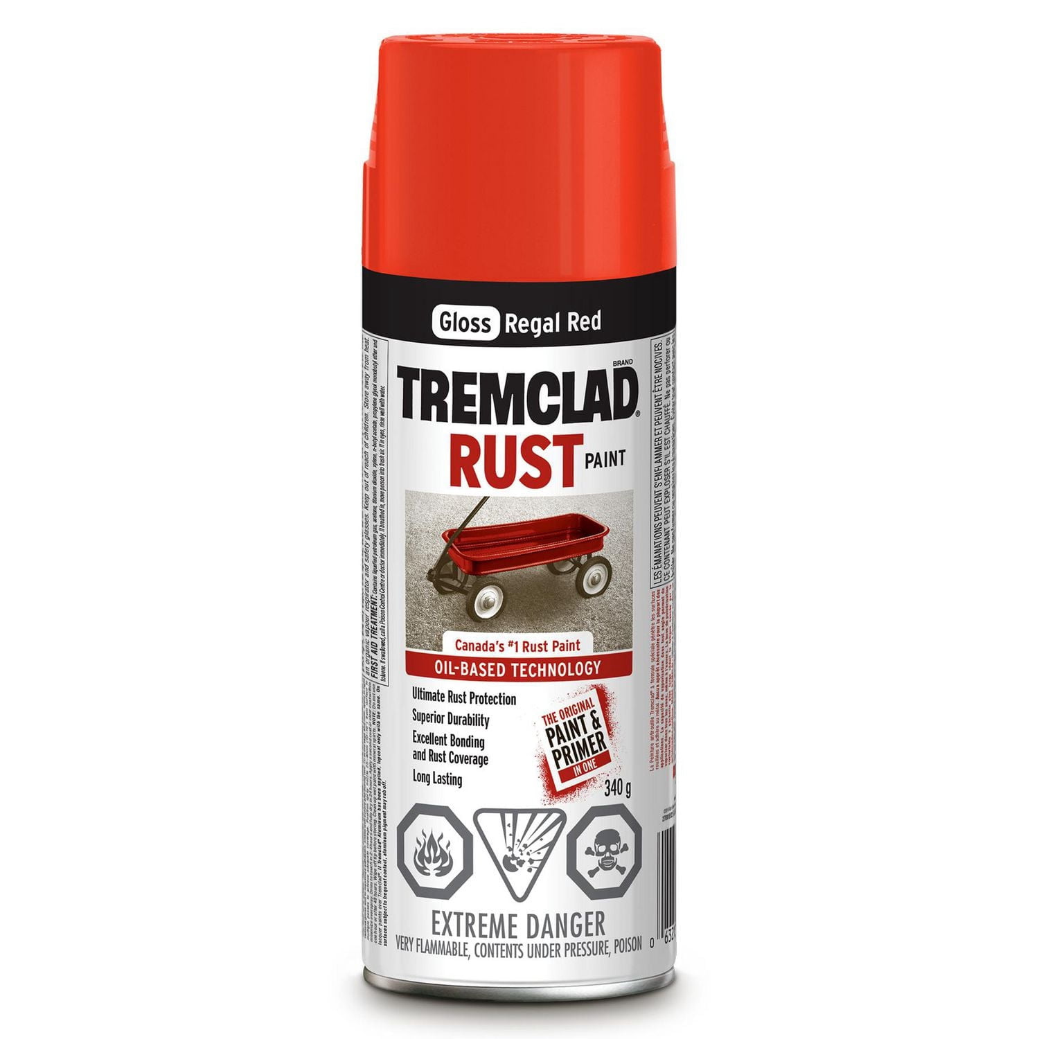 Tremclad Rust Paint Spray Paint, Gloss Regal Red, 340 g