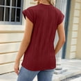 thumbnail image 3 of Penkiiy T-Shirts à Col Rond Décontractés Amples à Manches Courtes pour Femmes, Couleur Unie, Hauts d'Été Basiques S Bordeaux, 3 of 4