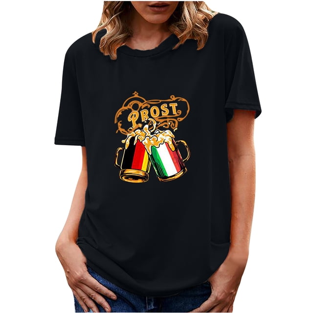 XZNGL Womens Summer Tops Short Sleeve Prost Womens Summer Print O-Neck T Shirts Short Sleeve Tops Blouse Womens T Shirts for Summer Womens Shirts Summer Womens Summer Shirts