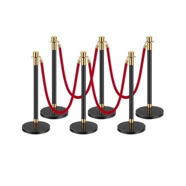 VEVOR 6 Pcs Stanchion Post with 4 Red Velvet Ropes & Sand Injection Hollow Base