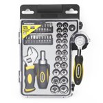 Workpro Stubby Tool Set - 46 Piece,Socket Ratchet Wrench Set,Clear Lid Case